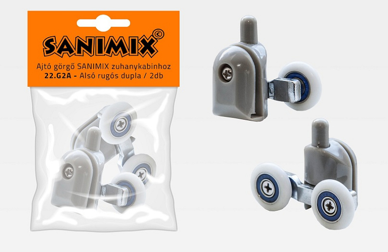 Alsó görgő zuhanykabinhoz, 25 mm, rugós, dupla 2db/cs.